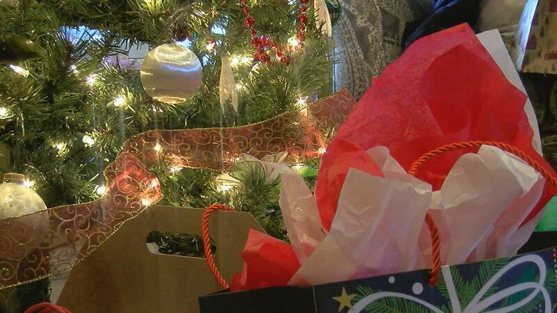 gift bag under christmas tree